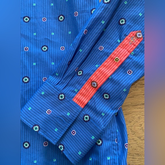 Robert Graham Men's vibrant Blue bold Patterned long sleeve Shirt 1XLT EUC - Picture 4 of 5